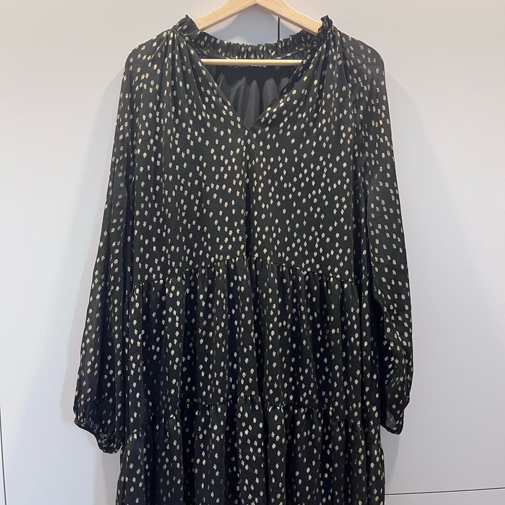 H&M Elegant Black and Gold Polka Dot Dress